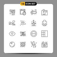 Pictogram Set of 16 Simple Outlines of logistic delivery computing cargo toggle Editable Vector Design Elements