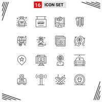 Outline Pack of 16 Universal Symbols of accounting items animation stationary tools Editable Vector Design Elements