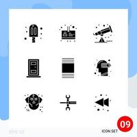 Editable Vector Line Pack of 9 Simple Solid Glyphs of exhaustion view space thumbnails house Editable Vector Design Elements