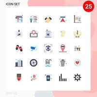Group of 25 Modern Flat Colors Set for communist up handshake arrows wishes Editable Vector Design Elements