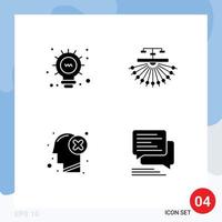 User Interface Pack of 4 Basic Solid Glyphs of web failure optimization structure human Editable Vector Design Elements