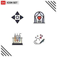 4 Universal Filledline Flat Color Signs Symbols of arrow lab arch wedding pen Editable Vector Design Elements