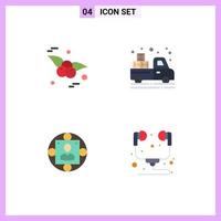 Flat Icon Pack of 4 Universal Symbols of cherry manager carrier agriculture production Editable Vector Design Elements