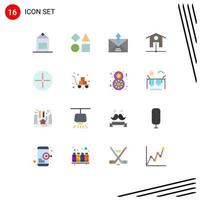 Mobile Interface Flat Color Set of 16 Pictograms of symbols ancient commerce wifi network Editable Pack of Creative Vector Design Elements