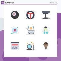 Modern Set of 9 Flat Colors and symbols such as cart right up desk up arrow Editable Vector Design Elements