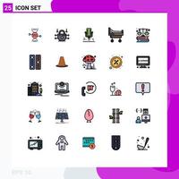 Filled line Flat Color Pack of 25 Universal Symbols of marketing finance microphone business hospital Editable Vector Design Elements