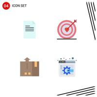Pack of 4 Modern Flat Icons Signs and Symbols for Web Print Media such as file cargo report target export Editable Vector Design Elements