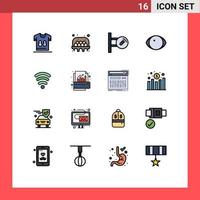 16 User Interface Flat Color Filled Line Pack of modern Signs and Symbols of wifi human food face medicine Editable Creative Vector Design Elements