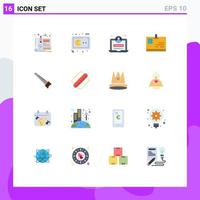 Modern Set of 16 Flat Colors and symbols such as saw identity gamepad id card login Editable Pack of Creative Vector Design Elements