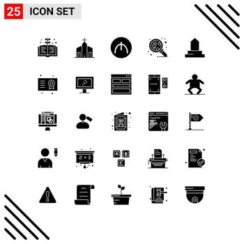 conjunto de glifos sólidos de interfaz móvil de 25 pictogramas de elementos de diseño vectorial editables de moléculas de ciencia de manat de construcción islámica vector