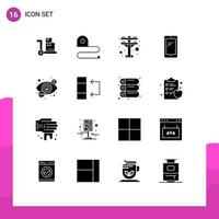 Set of 16 Modern UI Icons Symbols Signs for seo eye electric tower iphone mobile Editable Vector Design Elements