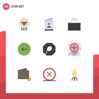 Pack of 9 creative Flat Colors of father play hardware multimedia back Editable Vector Design Elements