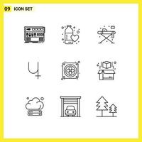 Set of 9 Modern UI Icons Symbols Signs for crypto currency coin water sibcoin iron Editable Vector Design Elements