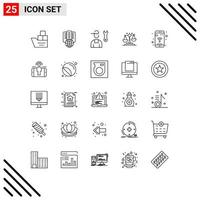 Set of 25 Commercial Lines pack for finance law server balance repair Editable Vector Design Elements