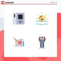 User Interface Pack of 4 Basic Flat Icons of fridge sketch nature weather pencil Editable Vector Design Elements