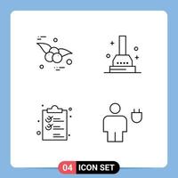 Group of 4 Filledline Flat Colors Signs and Symbols for cherry list bath clip avatar Editable Vector Design Elements
