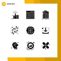 Pictogram Set of 9 Simple Solid Glyphs of easter buds sidebar government building Editable Vector Design Elements