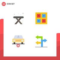 Pictogram Set of 4 Simple Flat Icons of camping car arrived logistic plus Editable Vector Design Elements