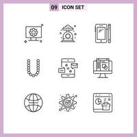 9 Creative Icons Modern Signs and Symbols of neckles beauty scale accesoris huawei Editable Vector Design Elements