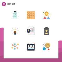 Pictogram Set of 9 Simple Flat Colors of document communication strategy sense human Editable Vector Design Elements