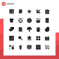Editable Vector Line Pack of 25 Simple Solid Glyphs of stare life shinning city art Editable Vector Design Elements