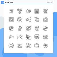 paquete de iconos de vector de stock de 25 signos y símbolos de línea para elementos de diseño de vector editables de imagen de control de Internet de entorno de agua