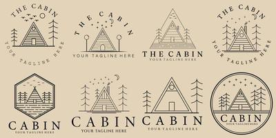 Set bundle Minimal line art cabin icon creative design vector