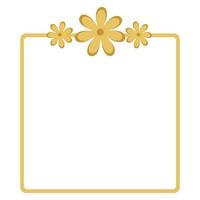 Yellow frame with flowers. Vector retro frame with flowers. Cute frame with flowers.