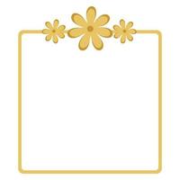 Yellow frame with flowers. Vector retro frame with flowers. Cute frame with flowers.