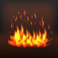 Realistic fire isolated on transparent background vector