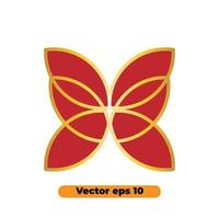 diseño de ilustrador de símbolo dorado de mariposa. el icono abstracto se puede utilizar para logotipos vector