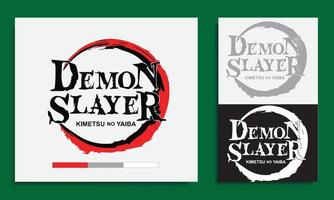 kimetsu no yaiba or demon slayer logo manga and anime isolated in green background english version vector