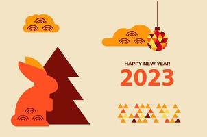 Happy new year 2023 chinese card with rabbits vector