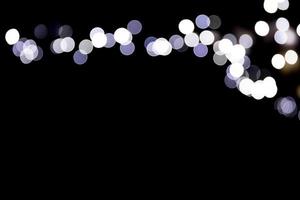 Abstract bokeh of white city lights on black background. defocused and blurred many round light photo