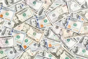 Top view of various dollar cash background. Different banknotes concept. Wealth and rich concept photo