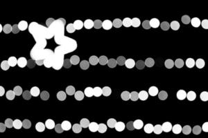 Bokeh blanco abstracto desenfocado con estrella de luz sobre fondo negro. desenfocado y borroso muchas luces redondas foto
