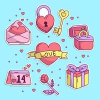 Hand Drawn Valentine's Day Stickers Collection vector