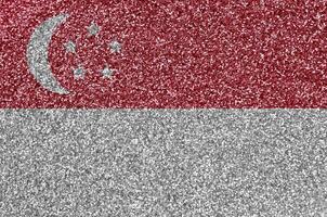 Singapore flag depicted on many small shiny sequins. Colorful festival background for party photo