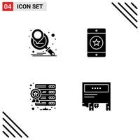 4 Universal Solid Glyphs Set for Web and Mobile Applications marketing campaign server cellphone mobile web hosting Editable Vector Design Elements