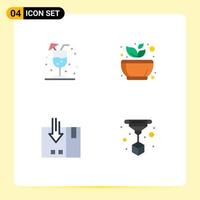 User Interface Pack of 4 Basic Flat Icons of drink delivery grinding spa packing Editable Vector Design Elements