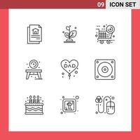 Set of 9 Commercial Outlines pack for fathers day dad new item balloon table Editable Vector Design Elements