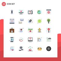 25 User Interface Flat Color Pack of modern Signs and Symbols of therm energy love ecology valentine Editable Vector Design Elements