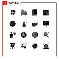 Set of 16 Modern UI Icons Symbols Signs for bank basic cooking document task Editable Vector Design Elements