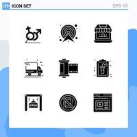 9 Creative Icons Modern Signs and Symbols of camera delivery van map delivery truck shopping Editable Vector Design Elements