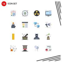 Group of 16 Flat Colors Signs and Symbols for files optimization plant coding fireman Editable Pack of Creative Vector Design Elements