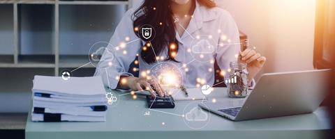 Digital transformation change management, internet of things. new technology bigdata and business process strategy, customer service management, cloud computing, smart industry. Ai technology. photo