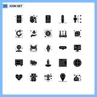 conjunto moderno de 25 pictogramas de glifos sólidos de habilidades de orador de empleado de persona elementos de diseño de vector editable de star wars