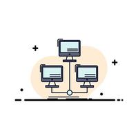 database distributed connection network computer Flat Color Icon Vector