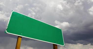 4k Blank Green Road Sign Over Time lapse Clouds video