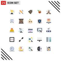 Mobile Interface Flat Color Set of 25 Pictograms of checklist canada education camp coffee Editable Vector Design Elements